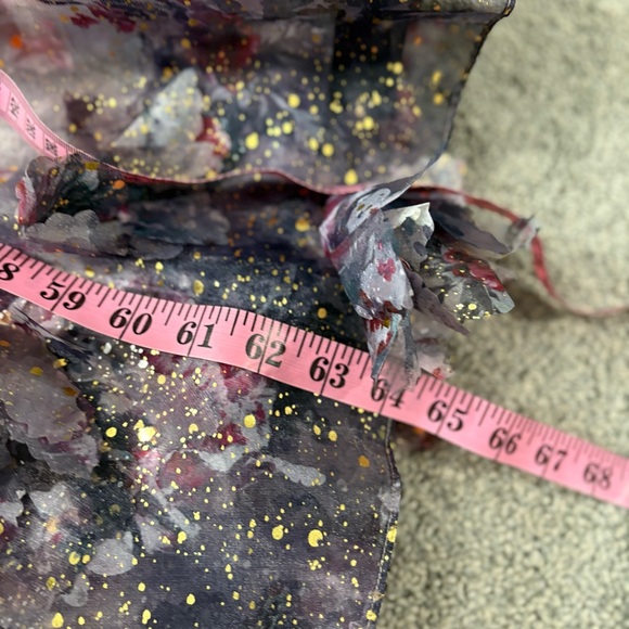 Marchesa Notte NEW Blouson Sleeve Foiled Floral Appliquéd 3D Organza Gown Sz 10 - Picture 14 of 16